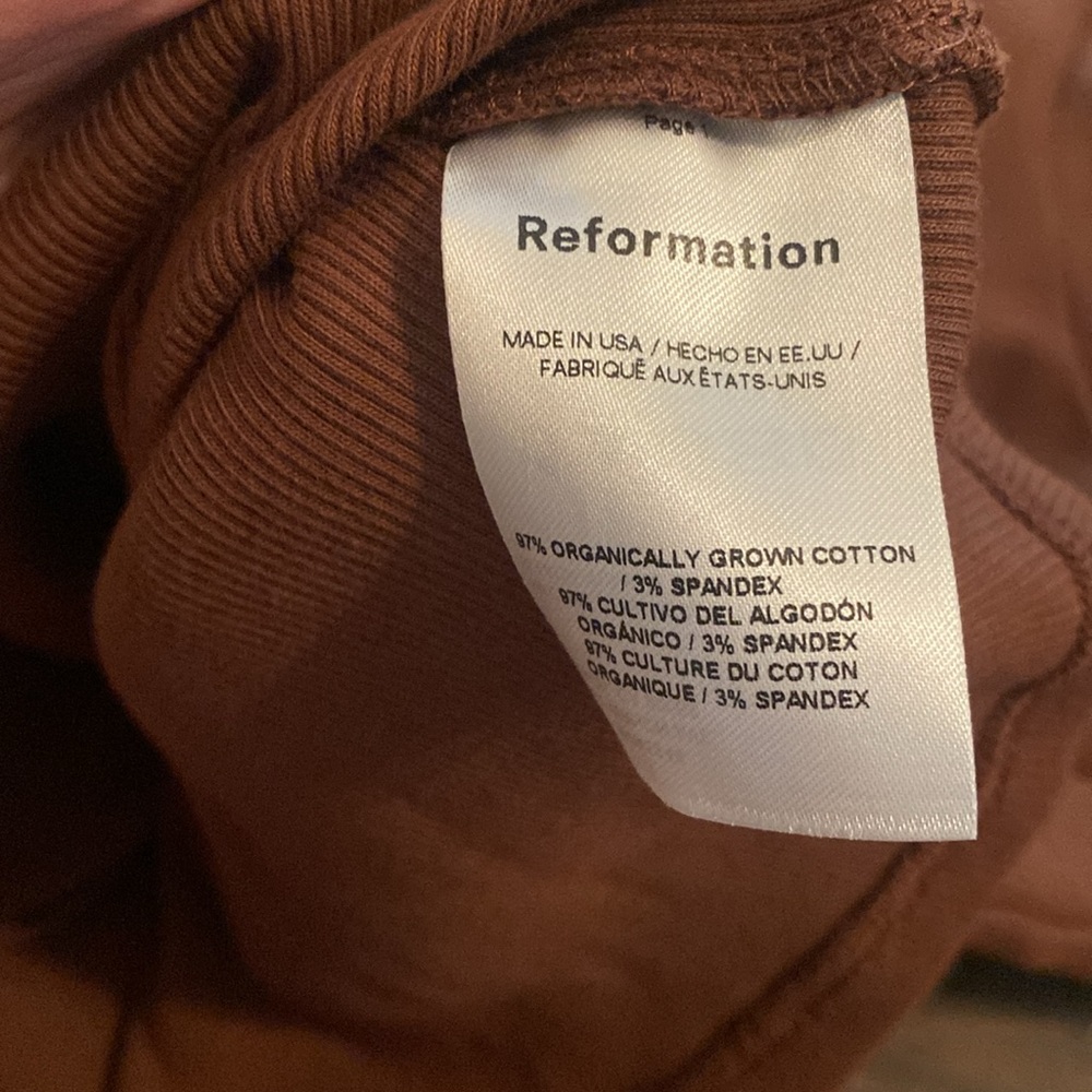 Reformation Brown Ribbed Mock Neck - Picture 2 of 3
